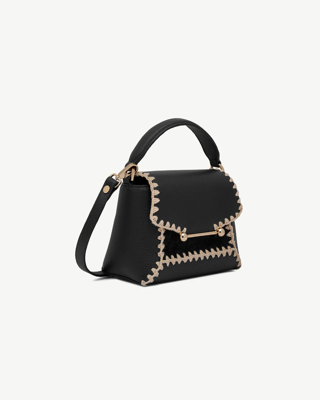 Contrast Stitch Mini Top Handle Crossbody Bag