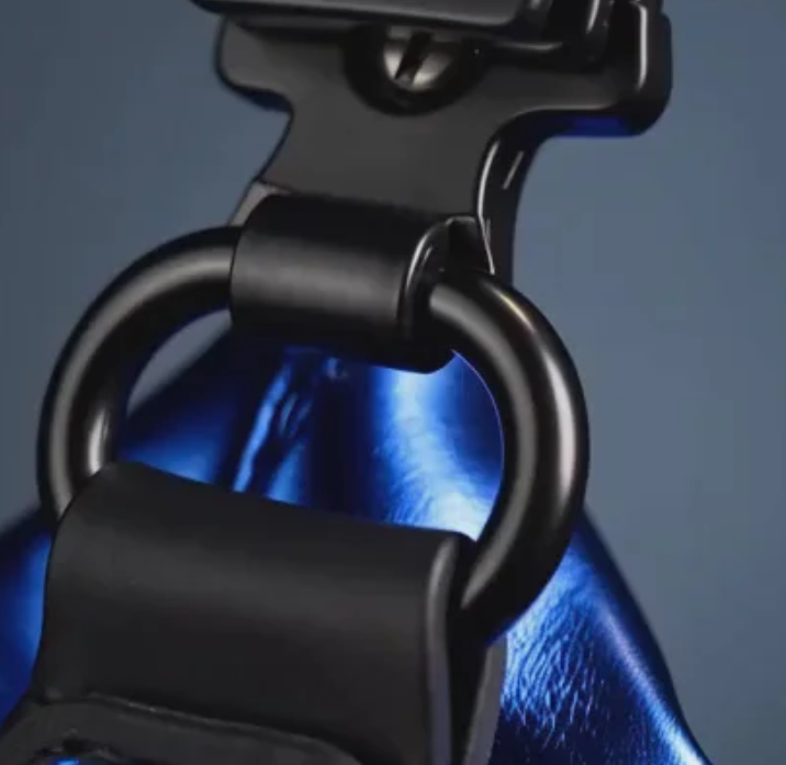 Futuristic Metallic Blue Ruched Hobo Shoulder Bag