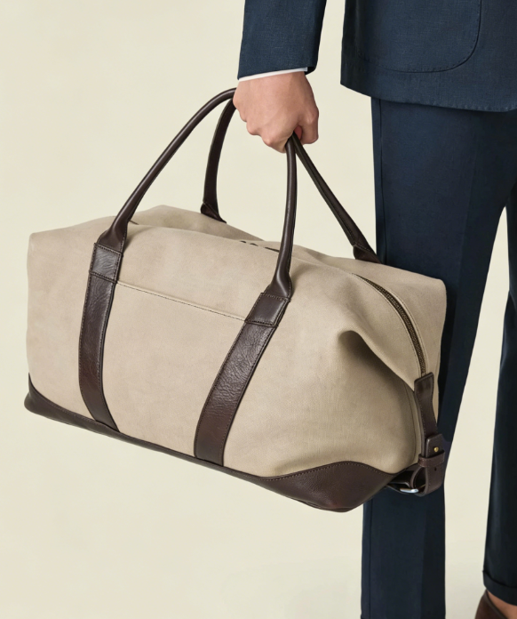 Canvas & Leather Trim Weekend Duffle Bag