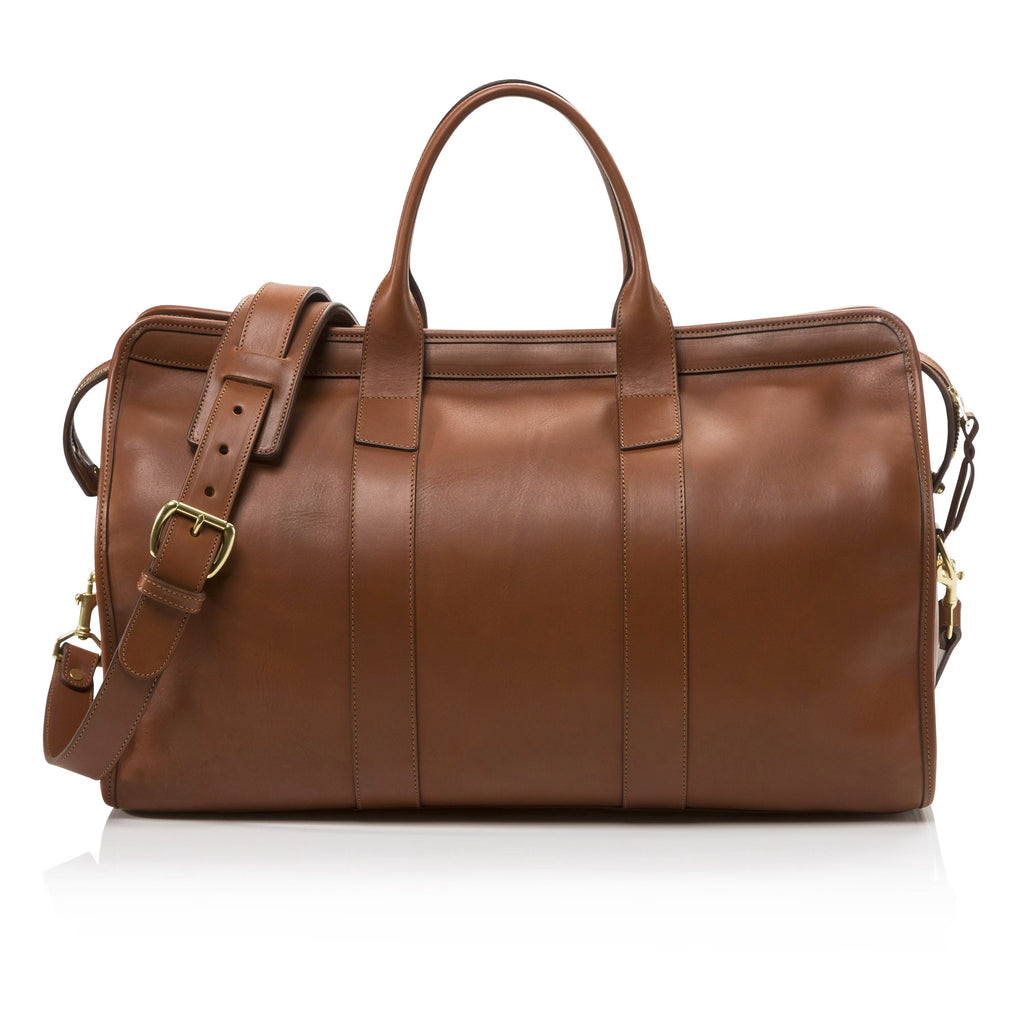 Full-Grain Leather Barrel Weekend Duffle Bag