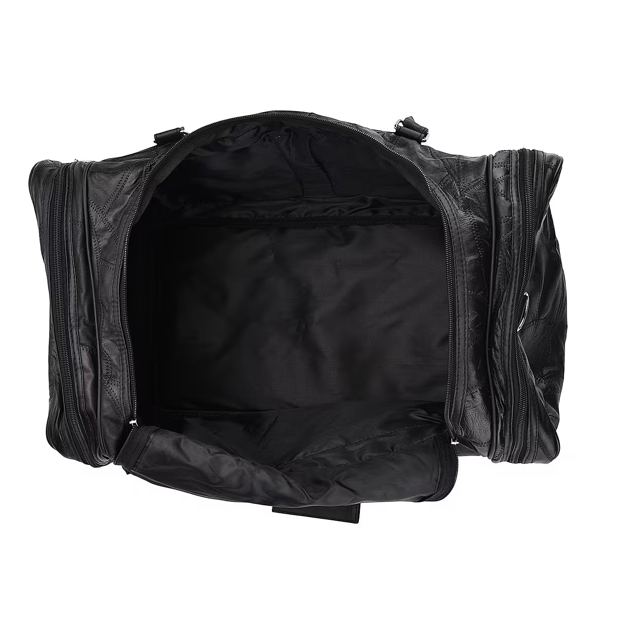 Black leather-panelled travel bag (with detachable shoulder strap)