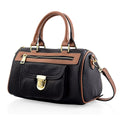 Black genuine leather crossbody bag (with shoulder strap)