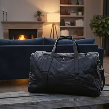 Black Patchwork Sheepskin Wheeled Travel Bag