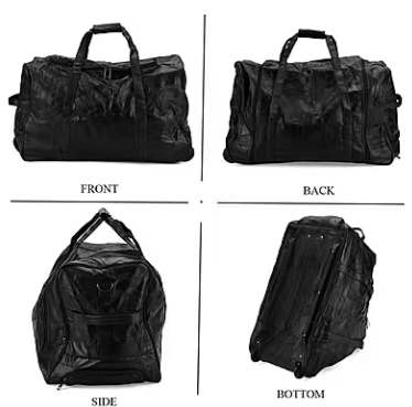 Black Patchwork Sheepskin Wheeled Travel Bag
