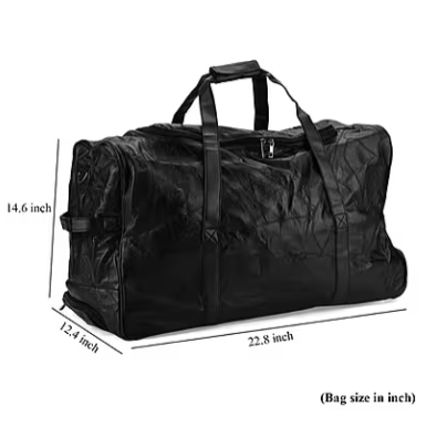 Black Patchwork Sheepskin Wheeled Travel Bag